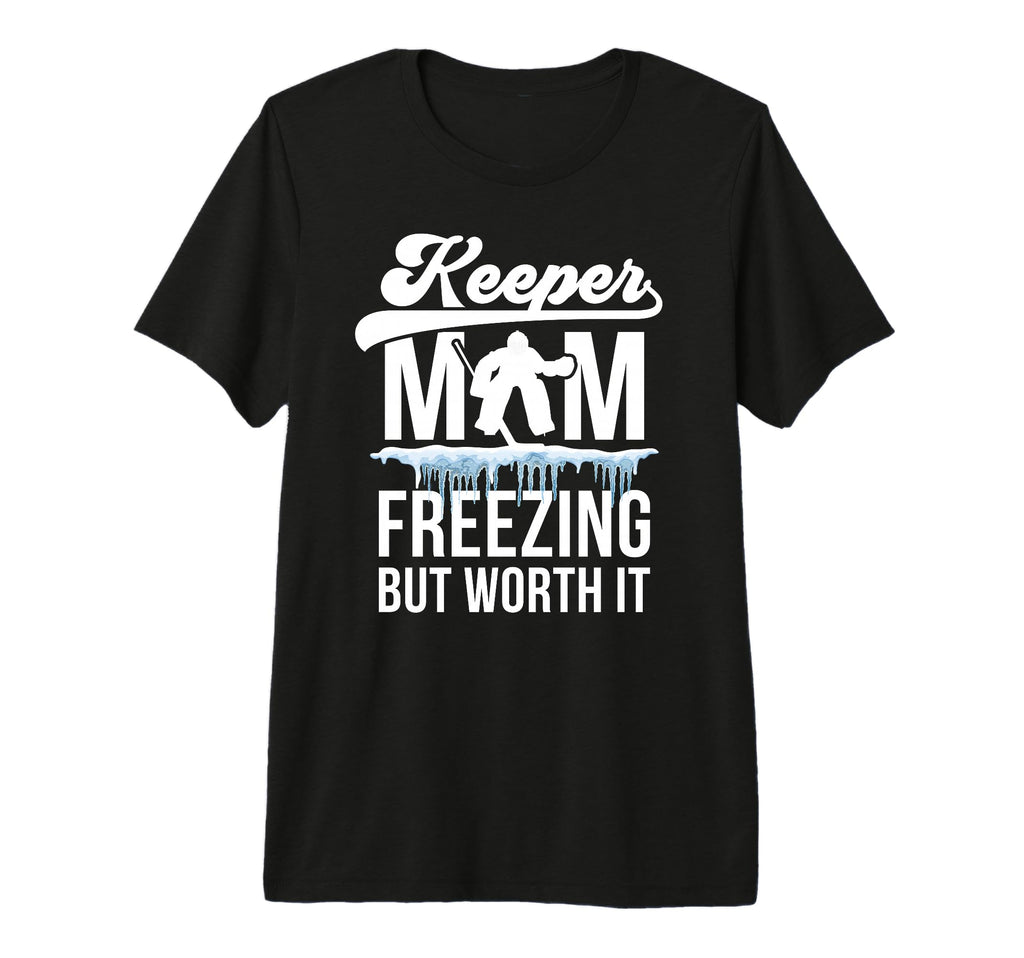 Hockey Keeper Mom Freezing Mom Hockey T-Shirt - Graphic Print for Adults