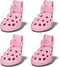 Dog Shoes for Hot Pavement, Breathable Dog Boots Paw Protectors with Adjustable Straps & Non-Slip Sole, Easy On & Off, Waterproof, Easy-Cleaning (Pink, L)