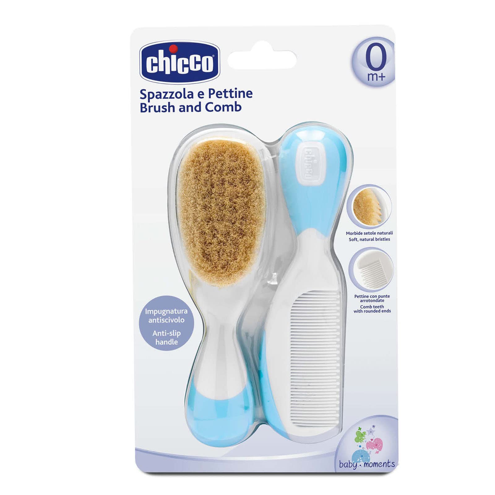 Chicco Baby Hair Brush and Comb Set - Gentle Hair Care for Newborns and Infants