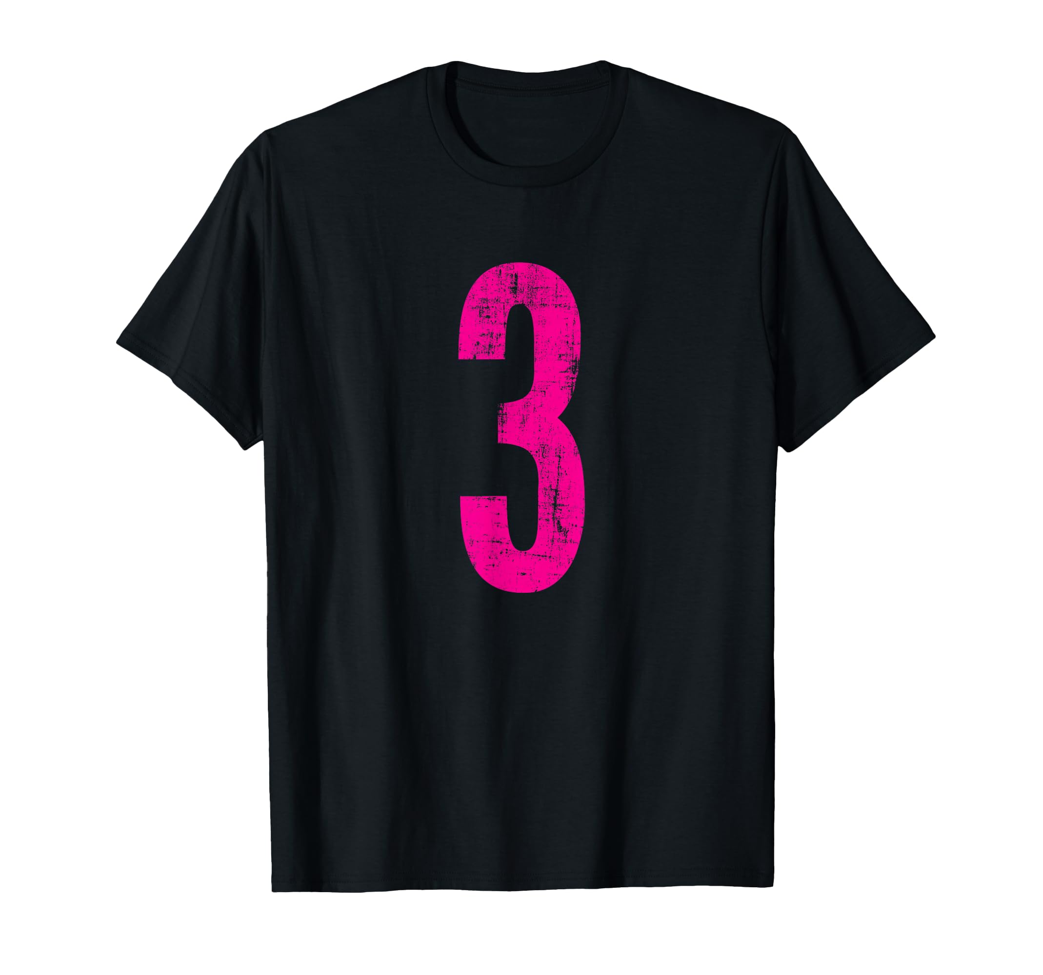 Number 3 Three Distressed Sport Team T-Shirt - Novelty Apparel for Adults