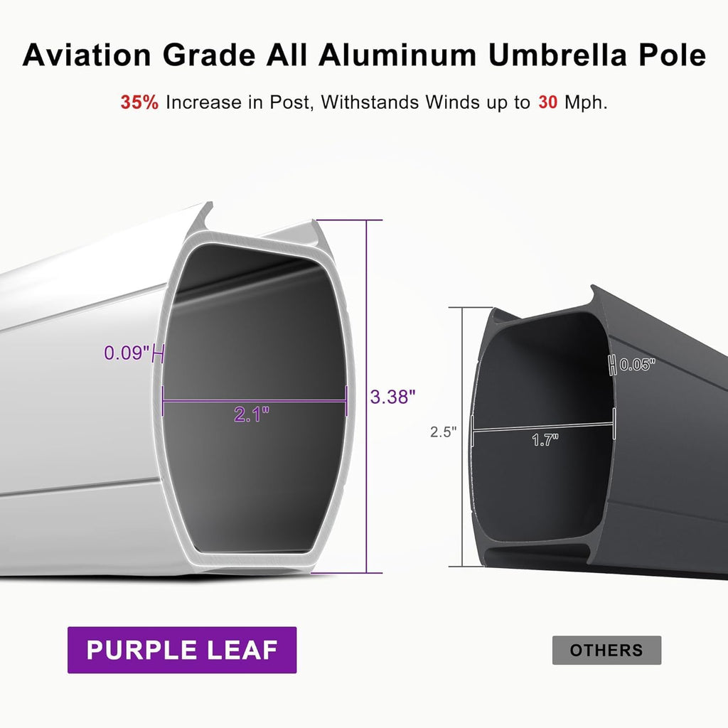 PURPLE LEAF 12 Feet Double Top Round Deluxe Patio Umbrella Offset Hanging Umbrella Outdoor Market Umbrella Garden Umbrella, Beige