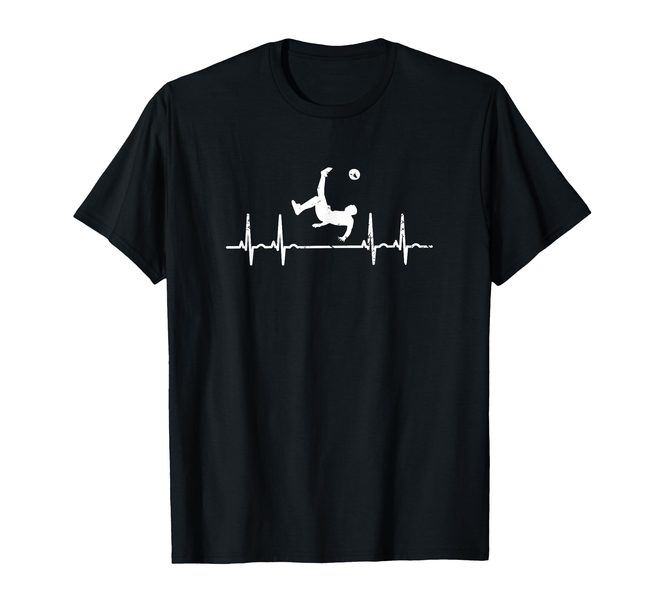 Soccer Player Heartbeat Line T-Shirt - Casual Everyday Wear Men Women
