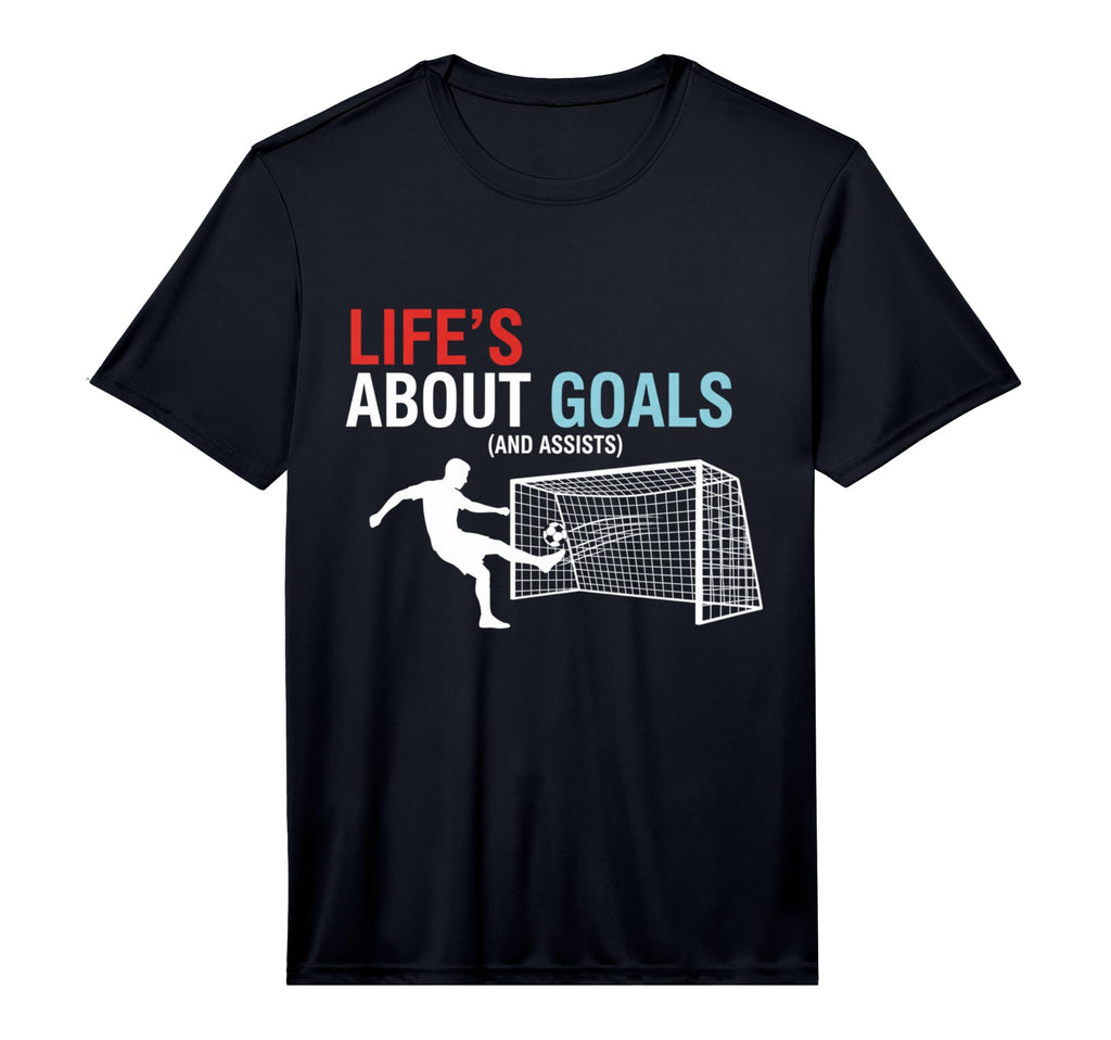 Lifes About Goals And Assists Soccer T-Shirt - Minimalist Print Unisex