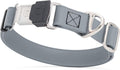 Dogline Biothane Waterproof Dog Collar with Herm Sprenger Stainless Steel Quick Release Buckle – Heavy Duty Tactical Durable Collar for Dogs – Comfortable and Safe Pet Collar, W 1" L 15-25", Gray