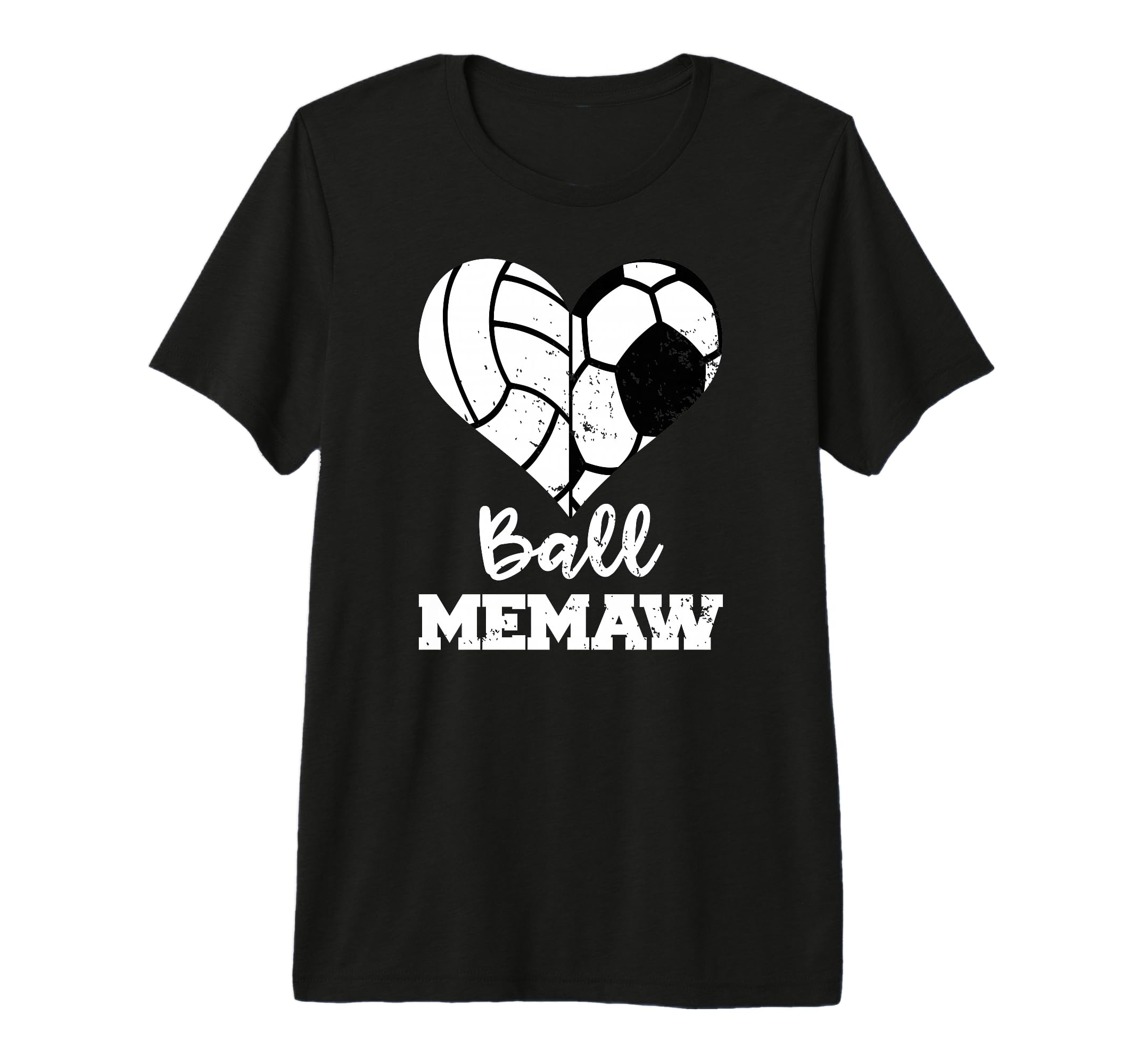 Ball Memaw Heart Funny Soccer T-Shirt - Graphic Print for Adults