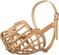 Leather Brothers Italian Basket Dog Muzzle, Adjustable Secure Fit, Comfortable Design, Training and Safety, Averts Biting, Prevents Chewing and Scavenging, Perfect for Grooming - Tan, Size 7