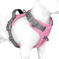 PHOEPET No Pull Dog Harness, Unique Colors Reflective Adjustable Dog Vest, with Soft Training Handle Metal Clips for Small Medium Large Dogs (Baby Pink Base & Grey Straps,XL)