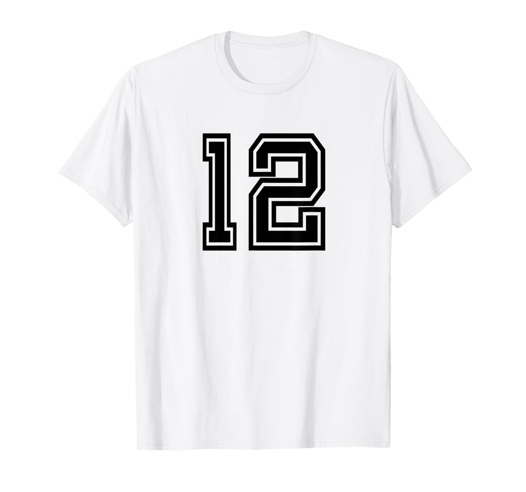 Black Number 12 T-Shirt - Custom Art Print Men Women