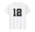 Black Number 12 T-Shirt - Custom Art Print Men Women