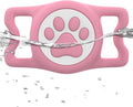 IP68 Waterpoof Dog Airtag Holder, Stretchy Silicone Full Body Covered Apple Air Tag Holder for Dog Cat Collar Fit All Width Collar (Pink, 1 Pack)