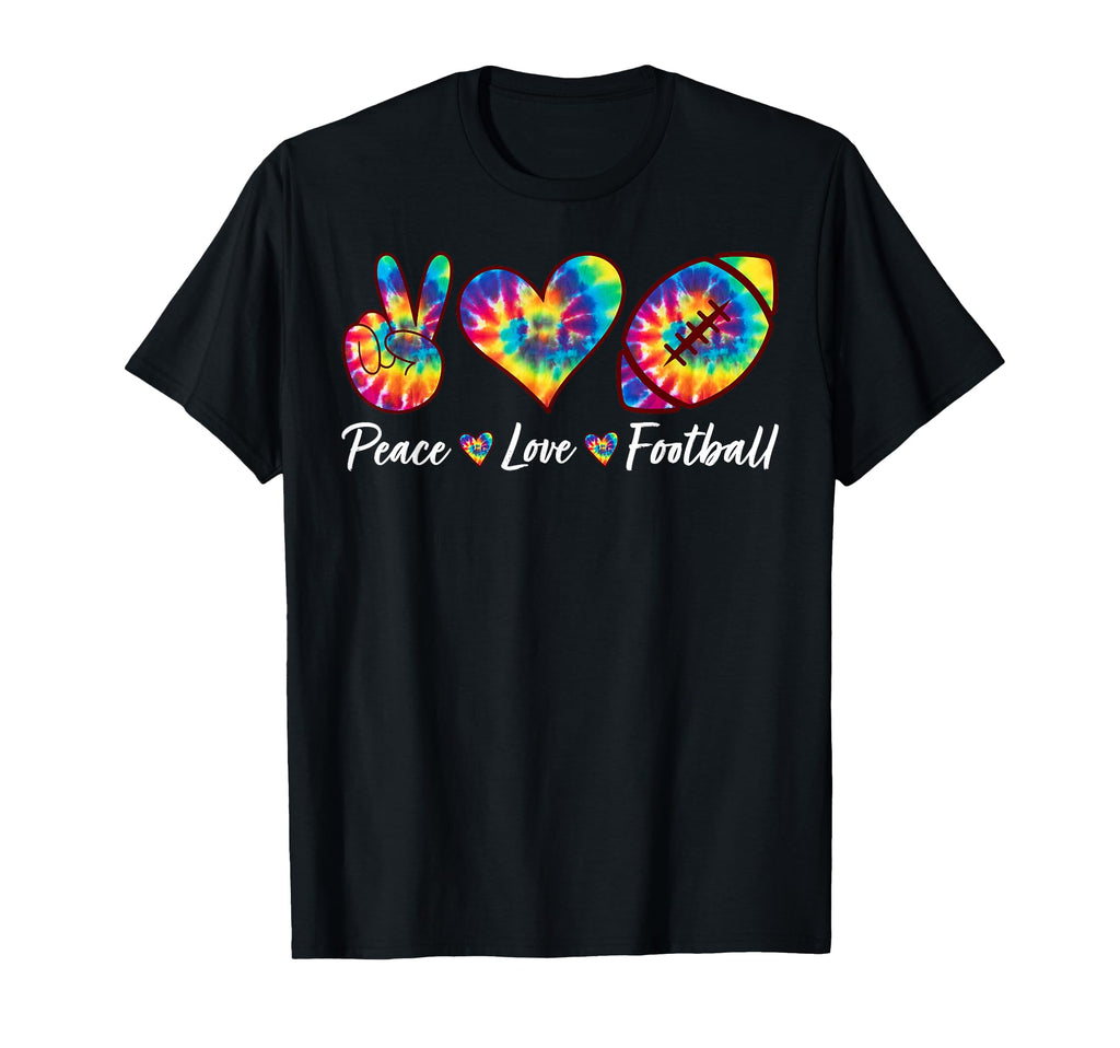 Tie Dye Peace Love Football Sports T-Shirt - Minimalist Print Men Women