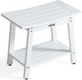 Large Waterproof Shower Bench for Inside, HDPS White Shower Stool for Shaving Legs, Spa Bath Chair Seat for Bathroom, Indoor/Outdoor Use, No Maintenance, Weight Capacity 500LBS