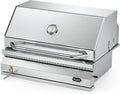 Hygrill Charcoal Grill Head for Outdoor Kitchen, 32-inch Stainless Steel Built-In Grill with Insulated Hood, Temperature Gauge and Fabric Cover