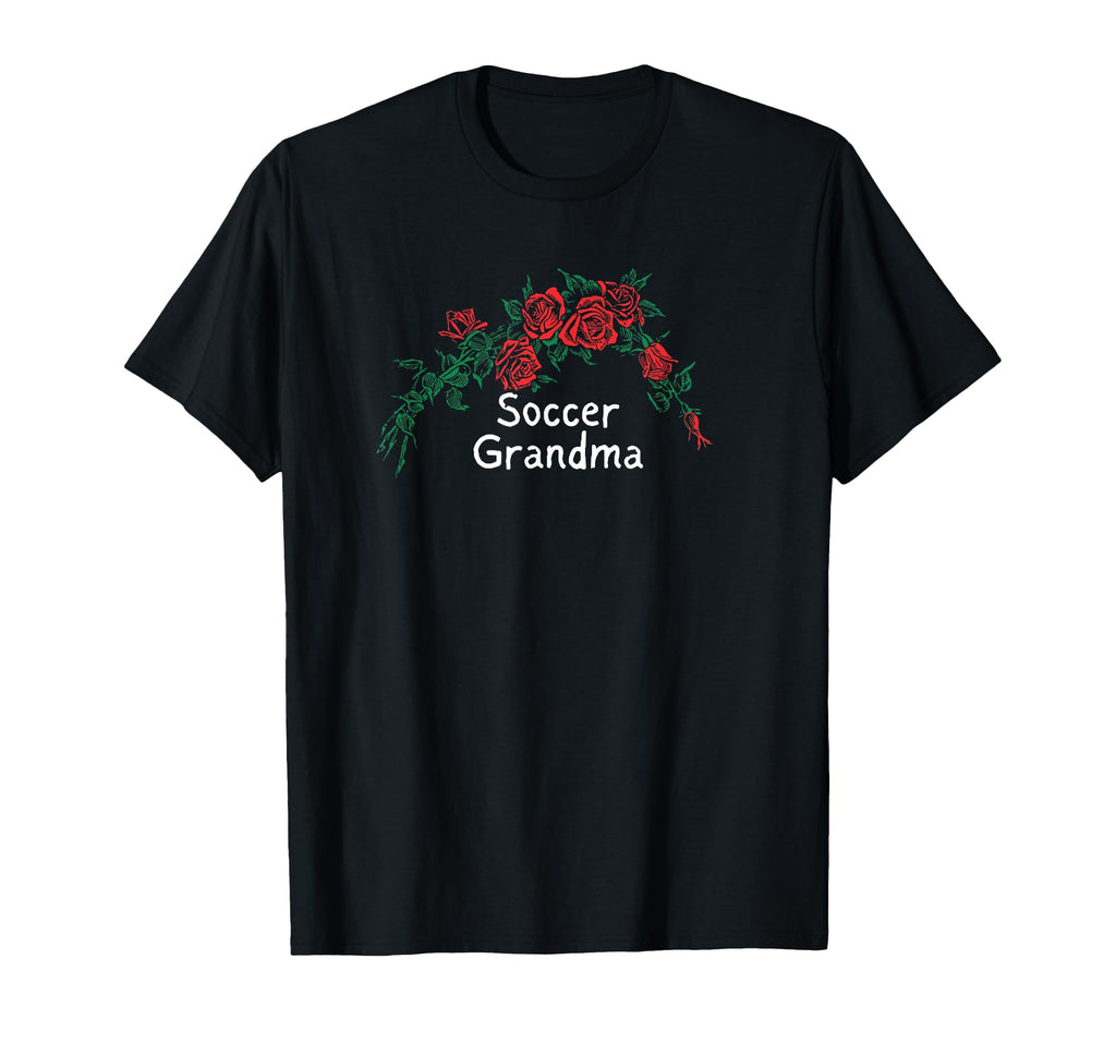 Flowers Red Soccer Grandma T-Shirt - Trendy Graphic for Adults