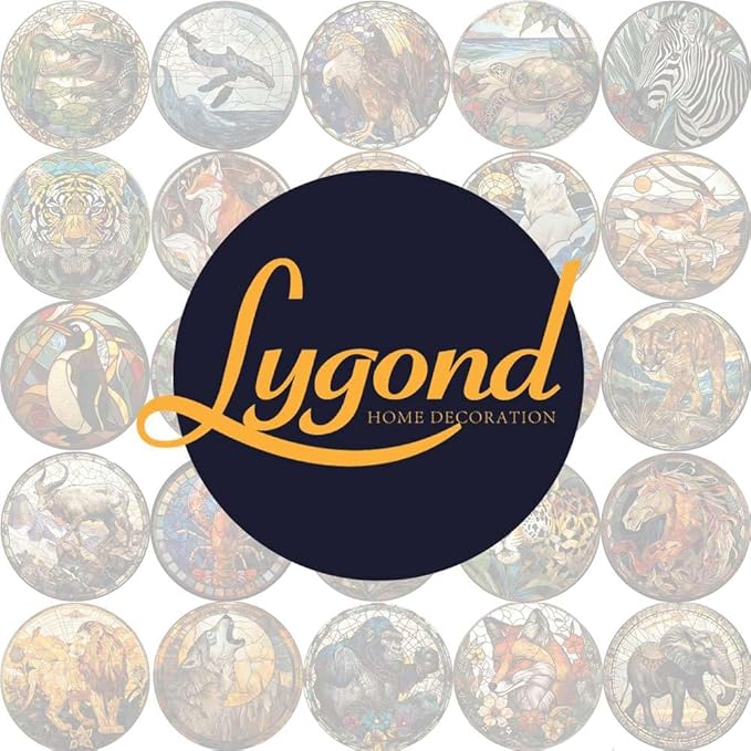 Lygond Metal Sign Tin Sign Circular Stained Glass Dolphin Funny Gardening Gift for Gift 8×8 Inches