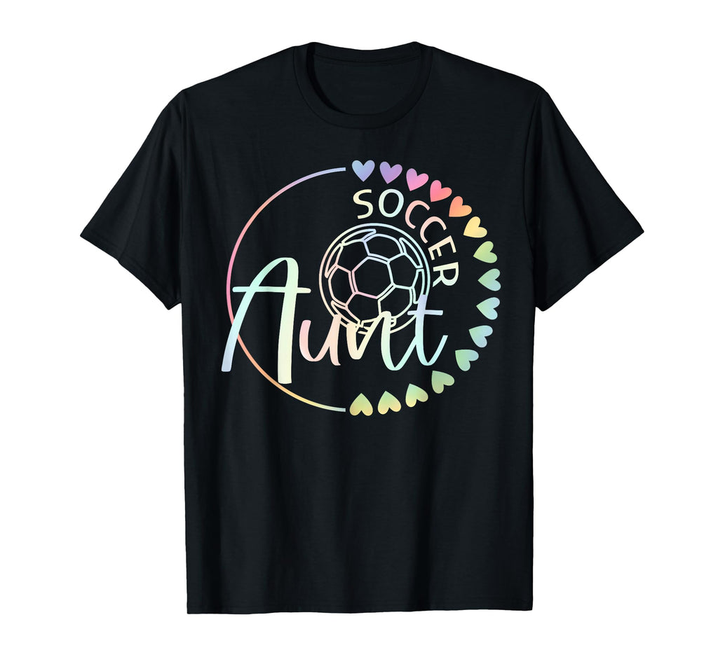 Soccer Aunt Tie Dye Heart Soccer T-Shirt - Casual Everyday Wear Men Women