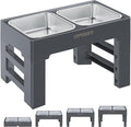 URPOWER Elevated Dog Bowls 4 Height Adjustable Raised Stand with 2 Large Stainless Steel Dog Food and Water Bowl for Small, Medium, Large Dogs and Pets