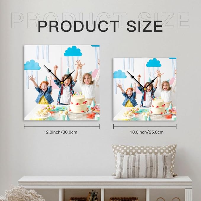 Generic Custom Clocks for Walls Personalized Clocks with Photo Text Logo Customized Round Clock for Birthday Wedding Present Wedding Friend Family Lover, 10inch-25cm