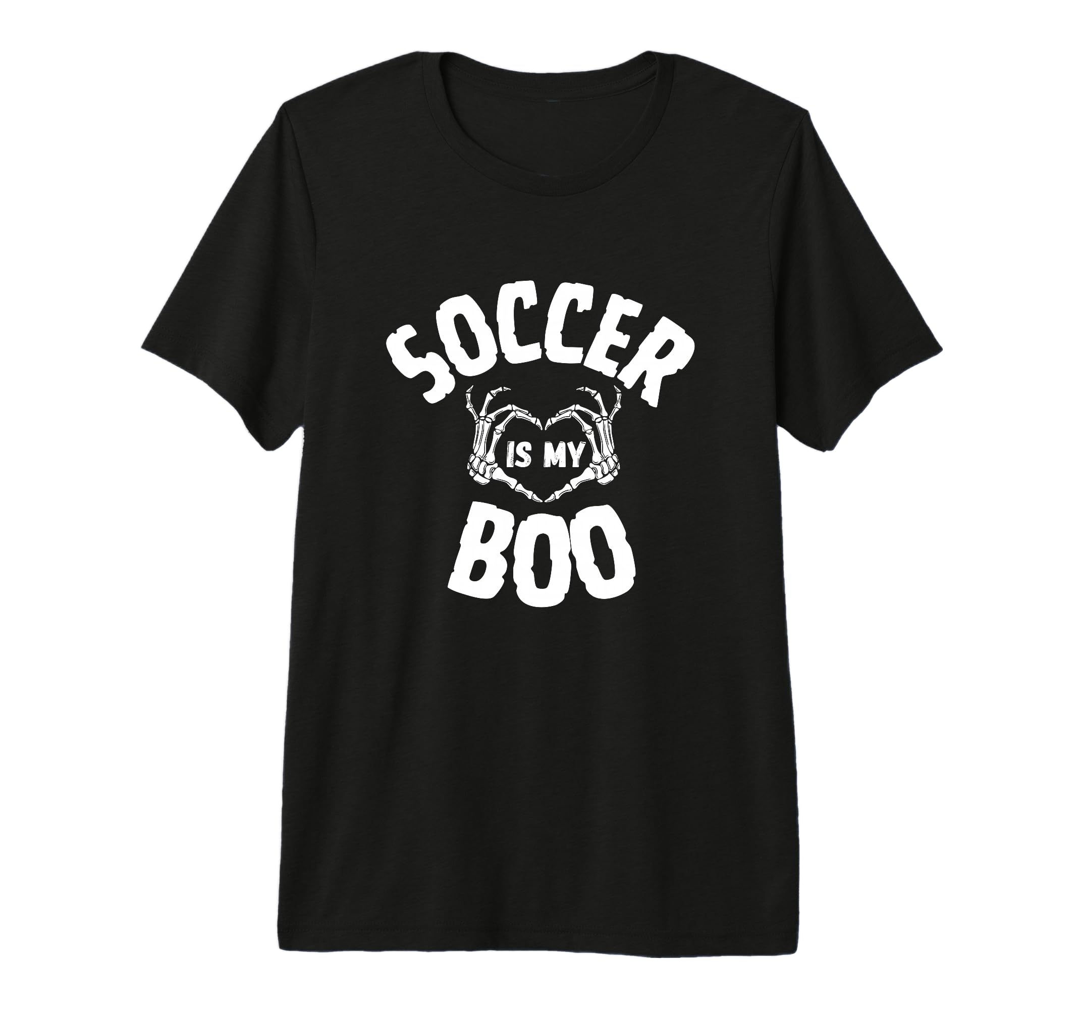 Soccer Is My Boo Skeleton Heart Hands T-Shirt - Novelty Apparel for Adults