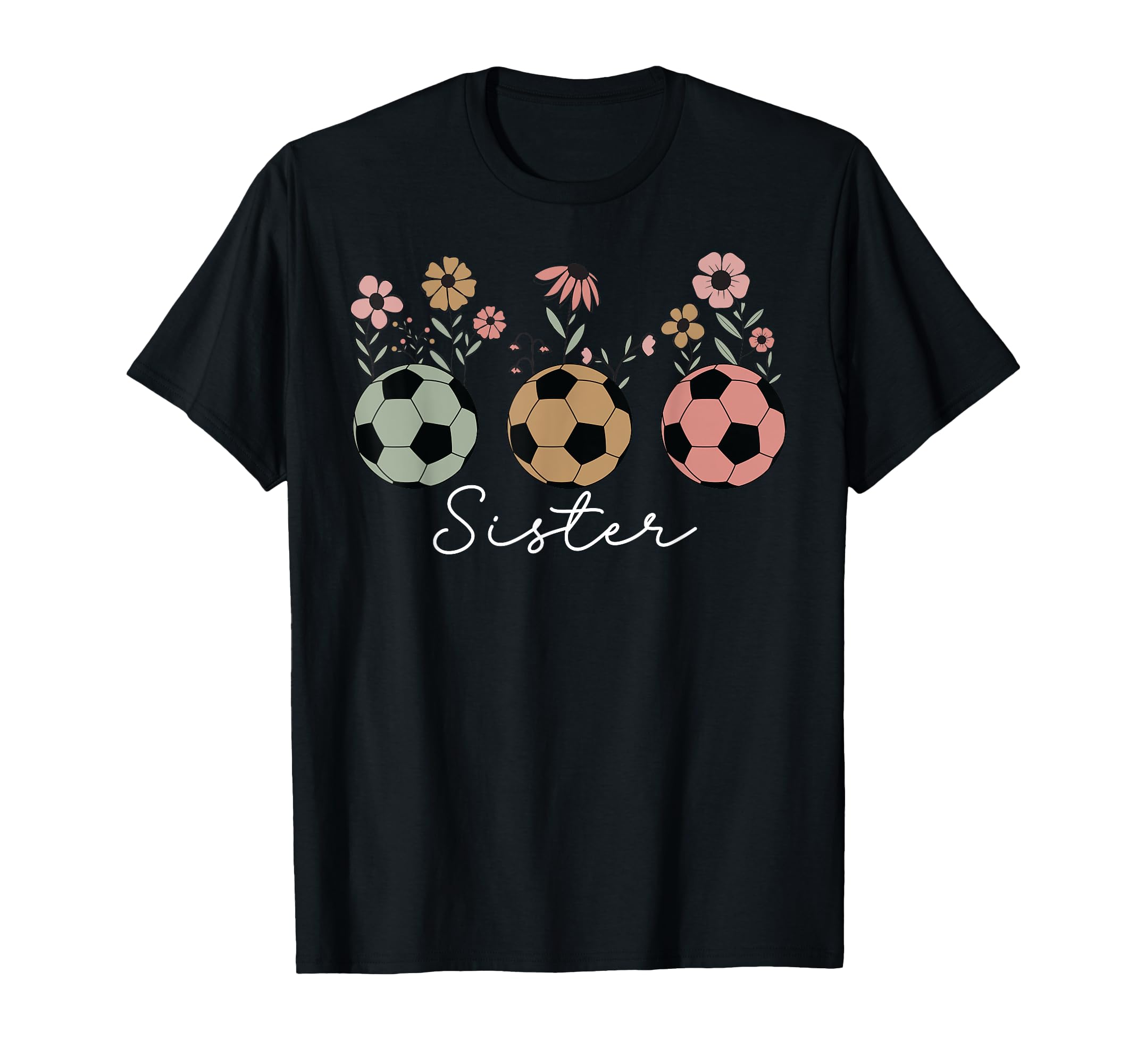 Soccer Sister Floral Wildflower Spring T-Shirt - Graphic Print Men Women