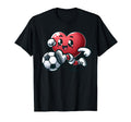 Heart Playing Soccer And Happy Valentines T-Shirt - Unique Graphic Unisex