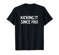 Kicking It Since 1981 Funny Soccer Birthday T-Shirt - Graphic Print Unisex