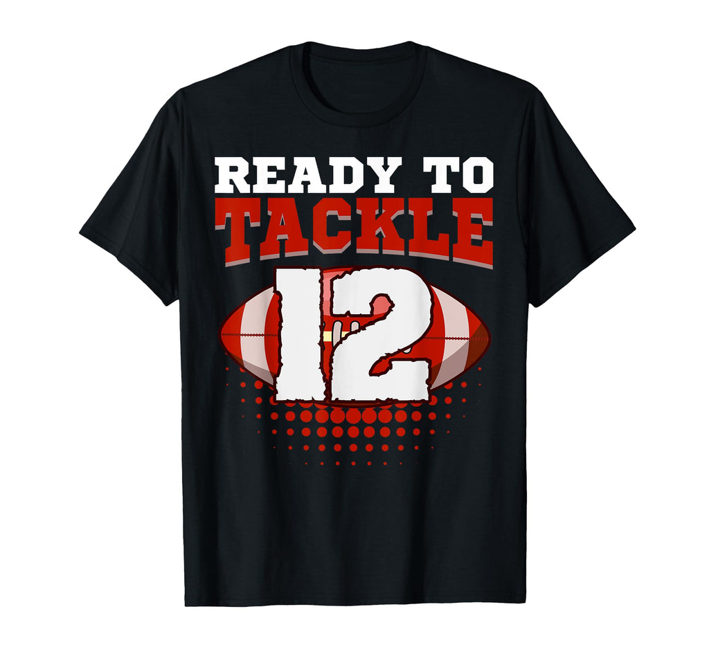 Football 12Th Birthday Player Tackle T-Shirt - Trendy Graphic for Adults