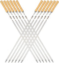 Large Size Kabob Skewers Flat Metal BBQ 22" Barbecue Skewer Wooden Handle Stainless Steel Shish Kabob Stick Wide Reusable Grilling Set Meat Shrimp Chicken Vegetable Kebab Fork Sausage-12PCS
