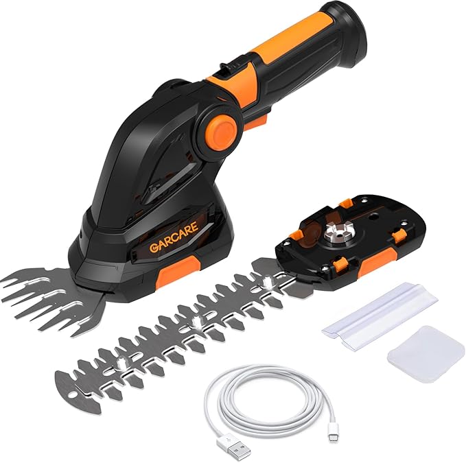 GARCARE 2 in 1 Grass Shear Cordless 7.2V Bush Timmer Handheld Grass Cutter for Shrub, Garden and Lawn Built-in 1500mAh Lithium Battery with 60min Fast Charger