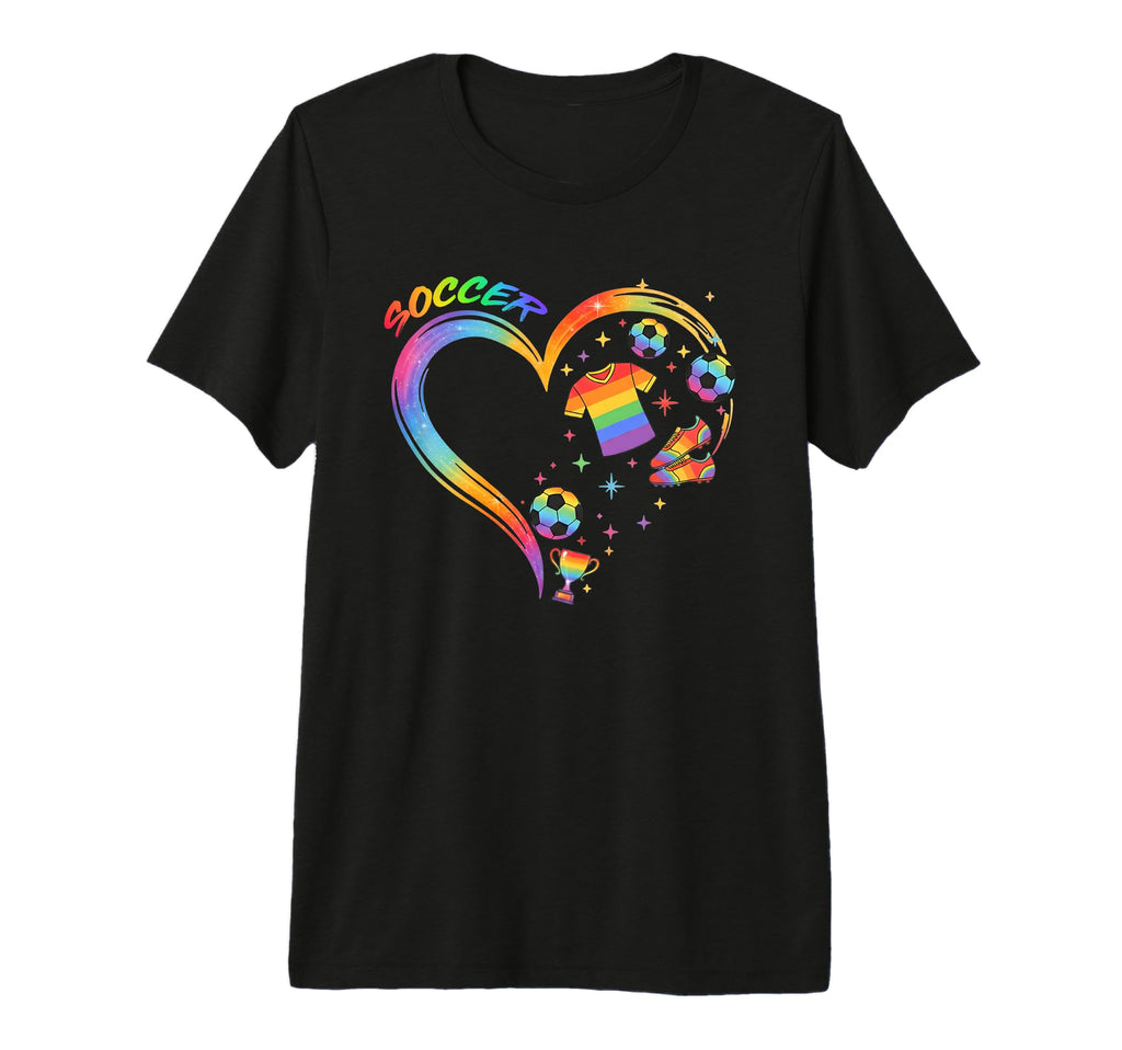 Colorful Watercolor Soccer Heart T-Shirt - Aesthetic Graphic for Adults