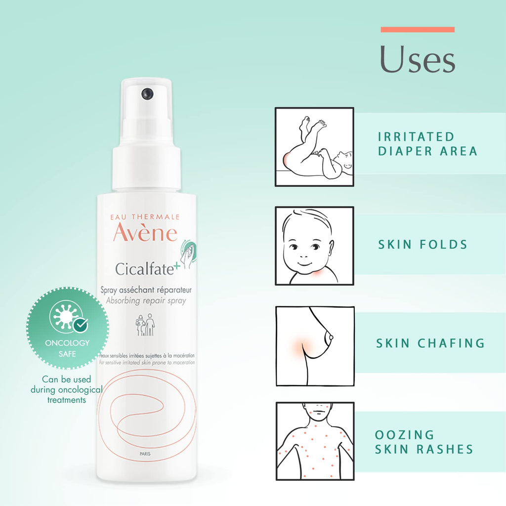 Avene Cicalfate+ Absorbing Soothing Spray for Sensitive Skin - 3.38 fl oz, Dermatologically Tested