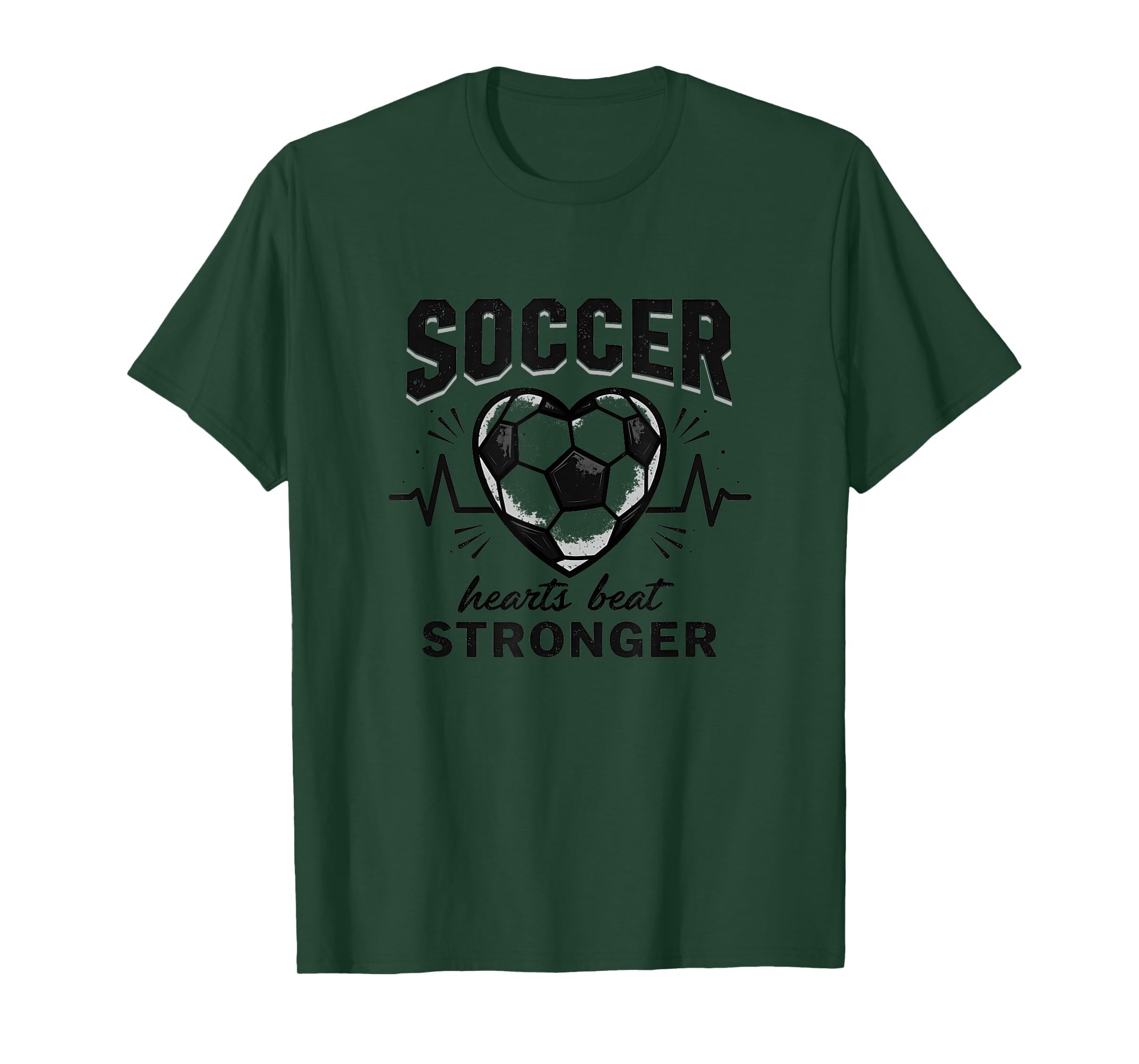 Soccer Hearts Beat Stronger Football T-Shirt - Unique Graphic Men Women