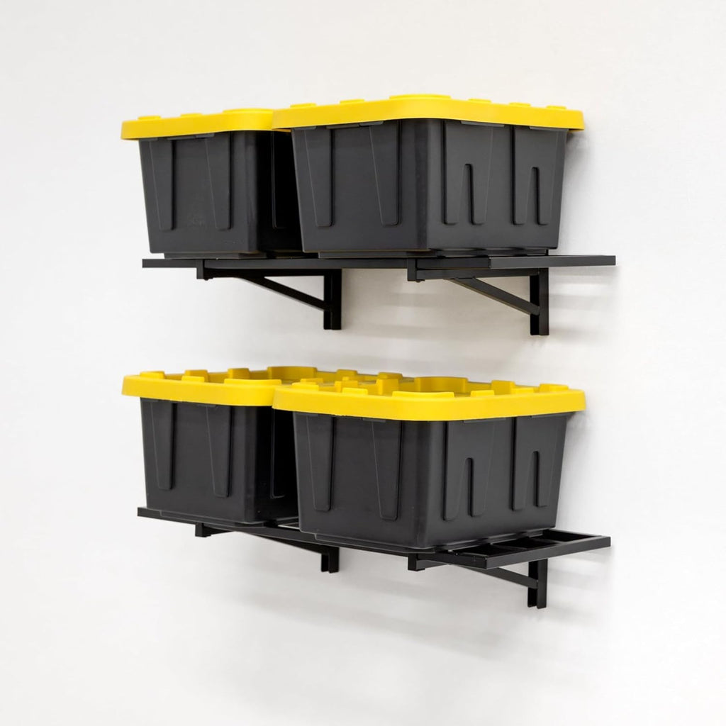 StoreYourBoard 2-Pack Heavy Duty Wall Shelves – Wall-Mounted Garage Storage Shelving and Organization for Sheds, Closets, or Utility Rooms – Holds 200 lbs, 1ft x 2ft, Black