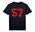 Number No 57 Sport Red Distressed Number T-Shirt - Trendy Graphic Unisex