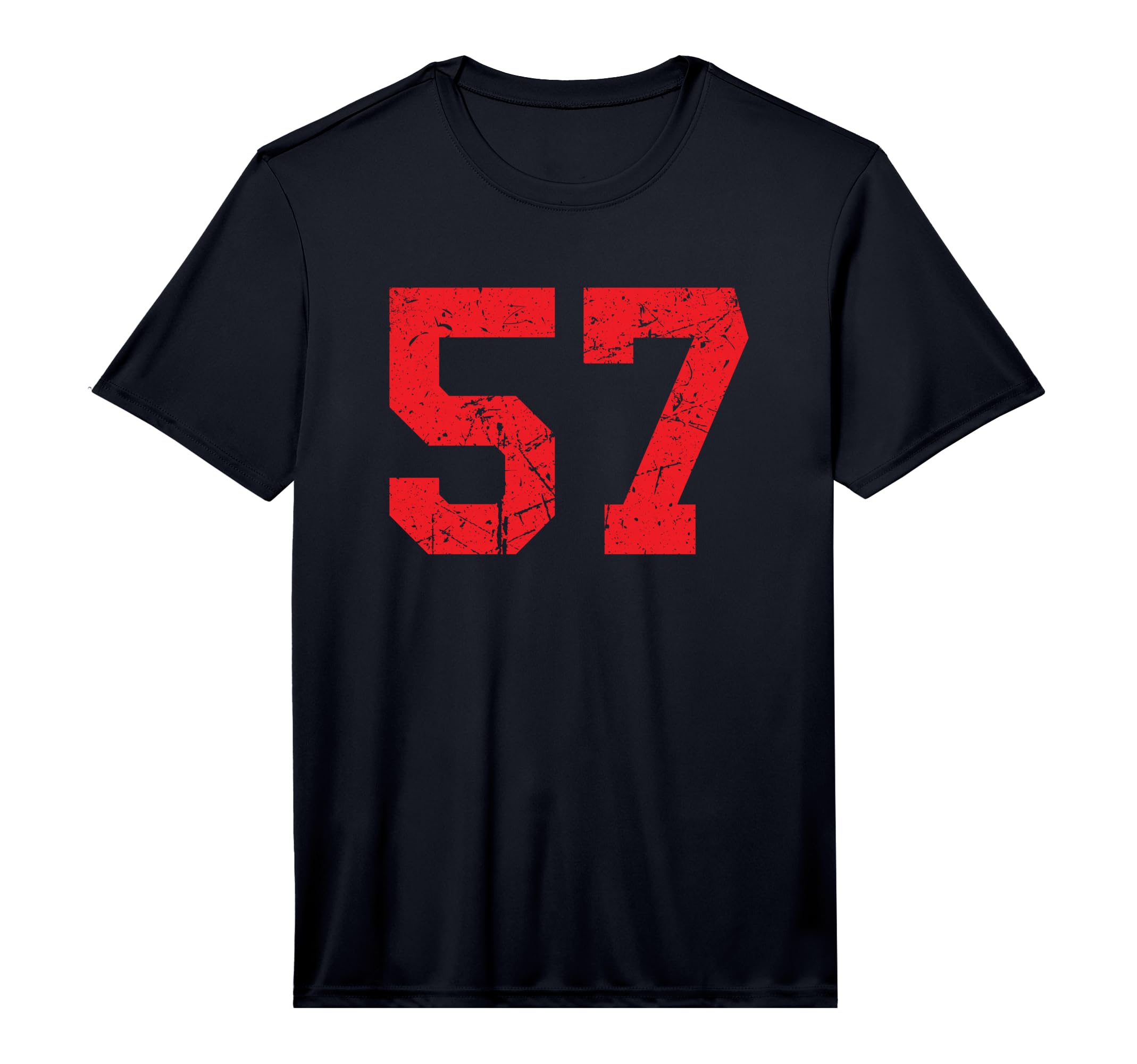 Number No 57 Sport Red Distressed Number T-Shirt - Trendy Graphic Unisex
