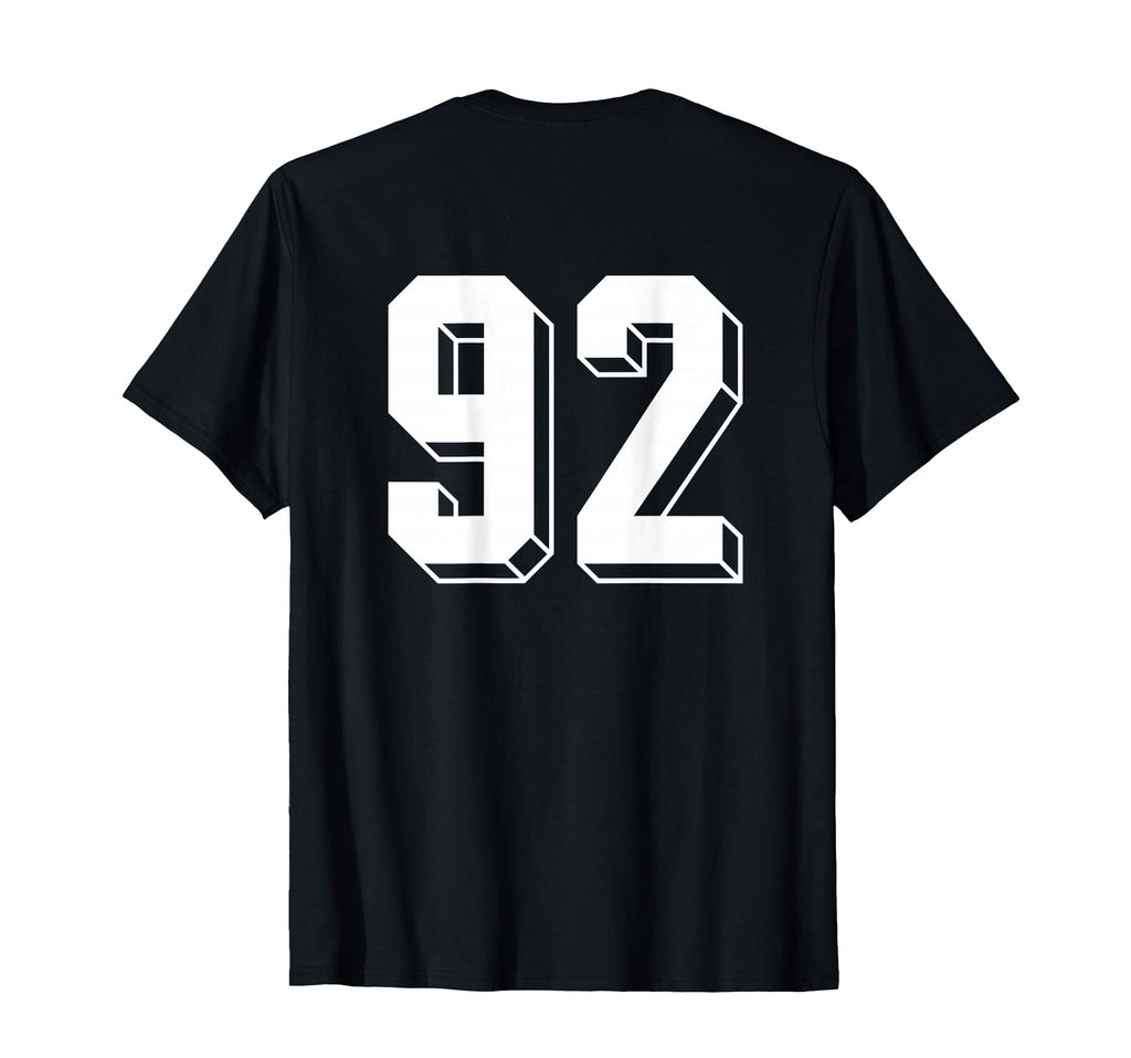 Number 92 Backside 80S 90S Team T-Shirt - Casual Everyday Wear Unisex