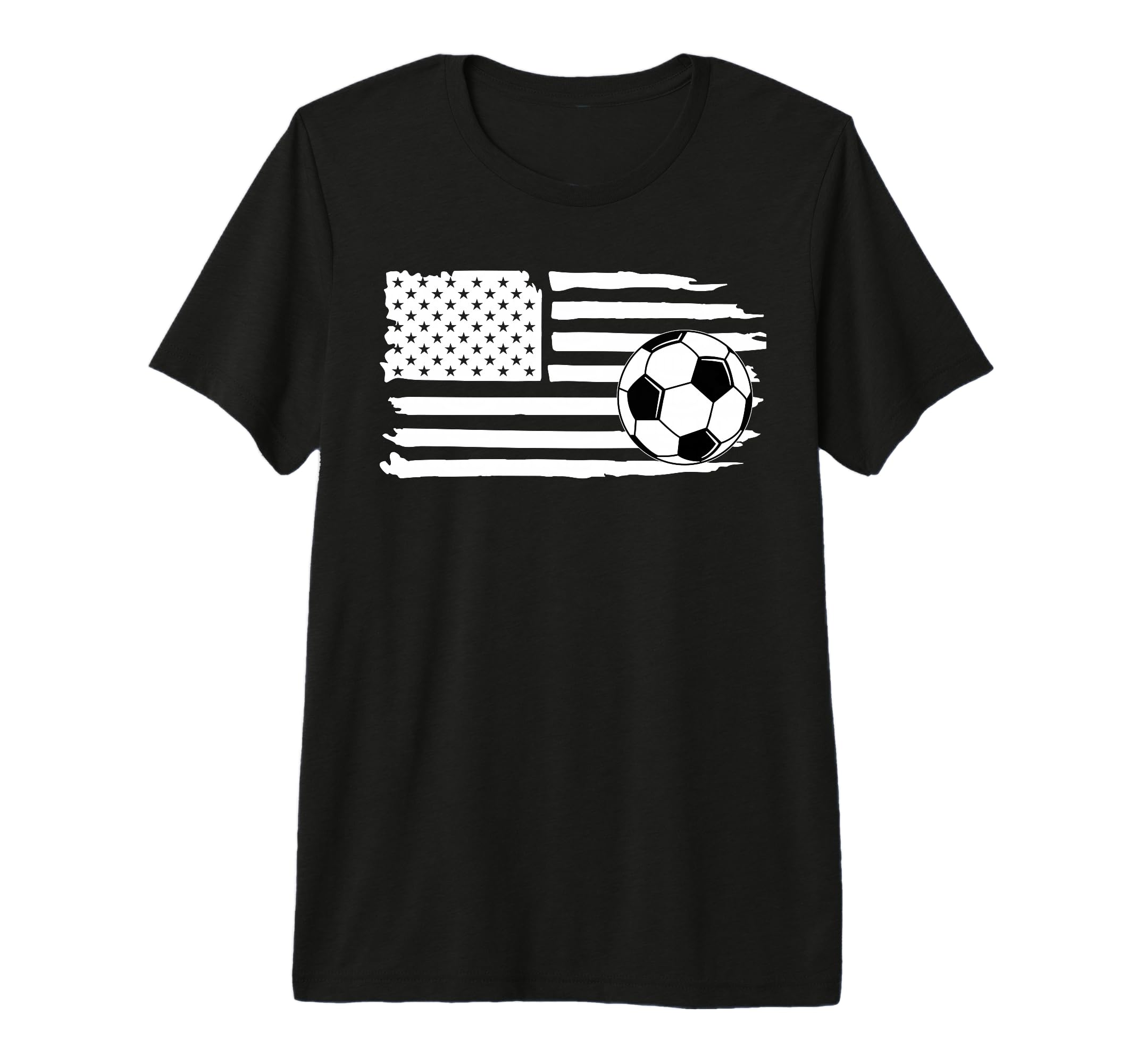 Distressed American Flag Soccer Ball T-Shirt - Trendy Graphic Men Women