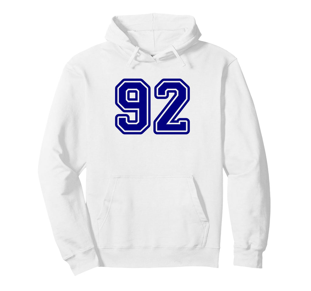Blue Sport Team Number 92 Hoodie - Novelty Apparel for Adults