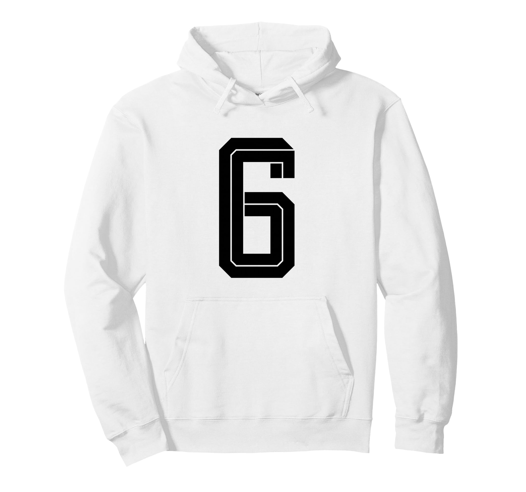 6 White Number 6 Sports Fan Soccer Hoodie - Trendy Graphic for Adults