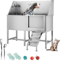 62" Professional Stainless Steel Dog Bathing Station, Large Dog Washing Station W/Dog Bath Brush, Washing Gloves, Floor Grate, Dog and Cat Bath Tub, Dog Washing Sink (62 Inch Right Door)