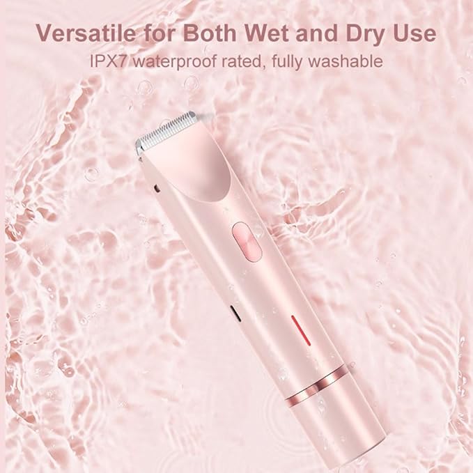 Bikini Trimmer for Women 2025 Upgrade Dual Head Shaver Women Ceramic Blades 2-in-1 Women's Body Shaver Electric Razor 90min Cordless Runtime Waterproof Travel Grooming Kit (Blue)