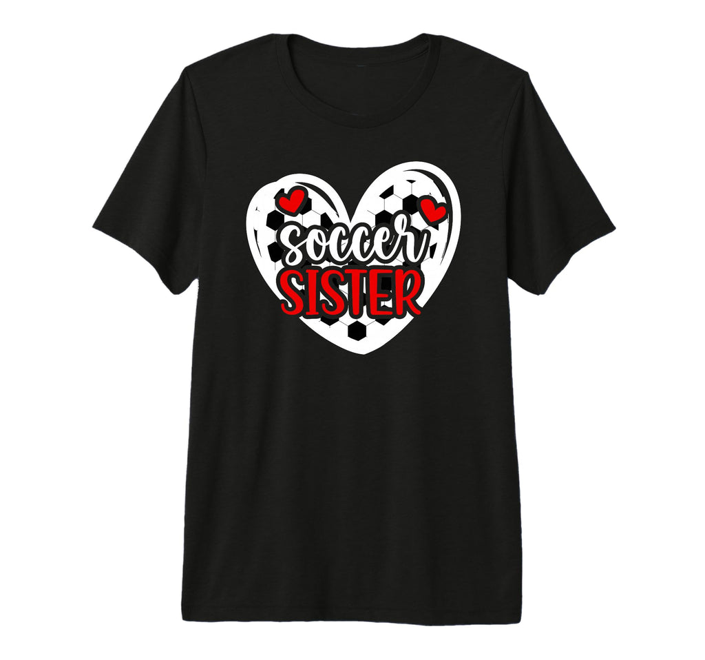 Soccer Sister Heart Sister Soccer T-Shirt - Casual Everyday Wear Men Women