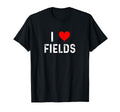 I Love Fields Heart Distressed Baseball T-Shirt - Custom Art Print Unisex