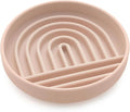 The Slowdown Bowl Silicone Slow Feeder for Cats & Dogs, Slow Eating Mealtime Solution with Modern Lick Mat Design, Reduces Gulping, Fits 1 Cup 6” Across x 1.25” Tall, Small-Tan