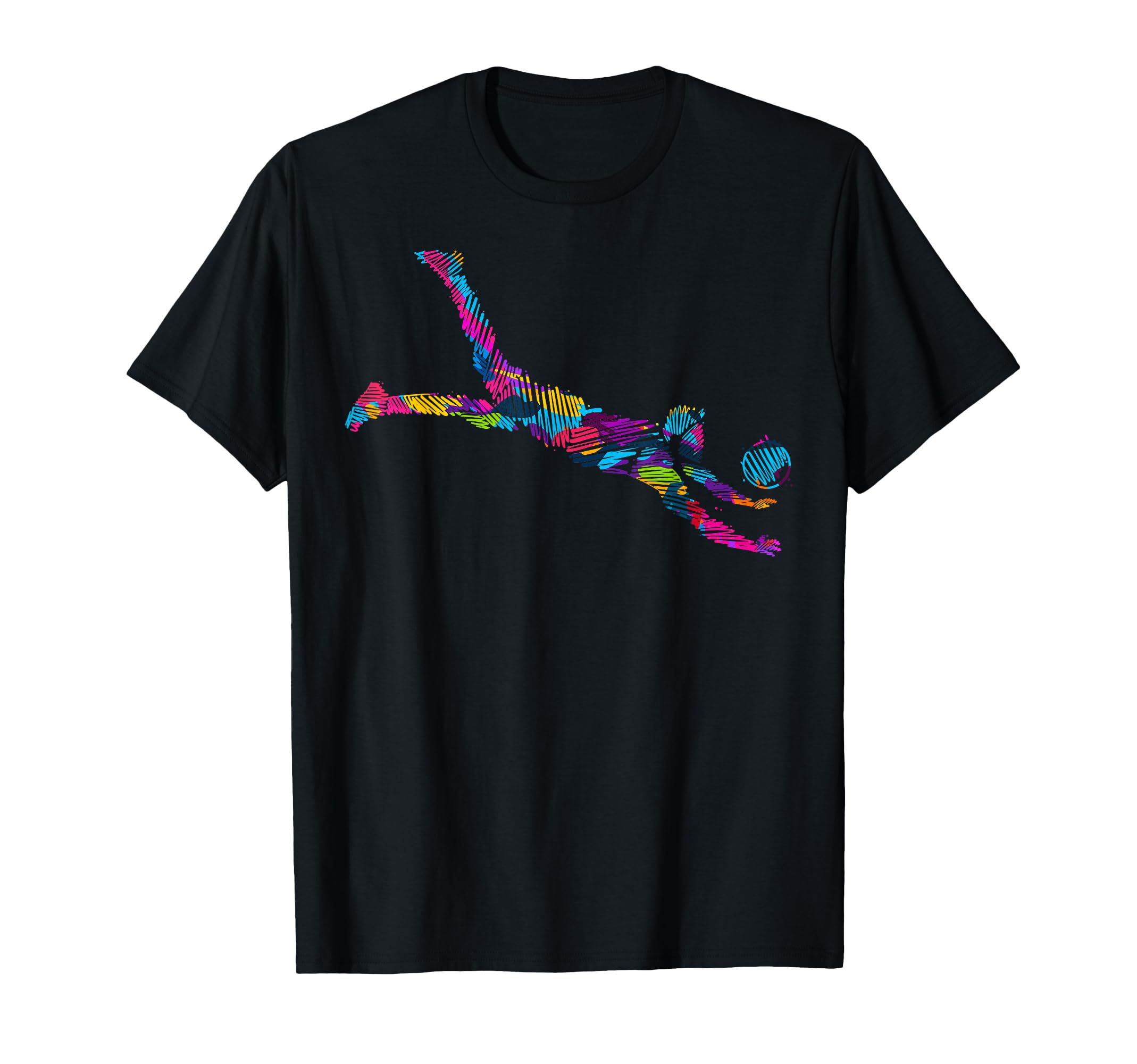 Colorful Soccer Goalie Splash Art T-Shirt - Graphic Print for Adults
