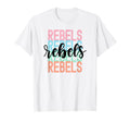 Rebels Team Mascot School Spirit T-Shirt - Minimalist Print for Adults