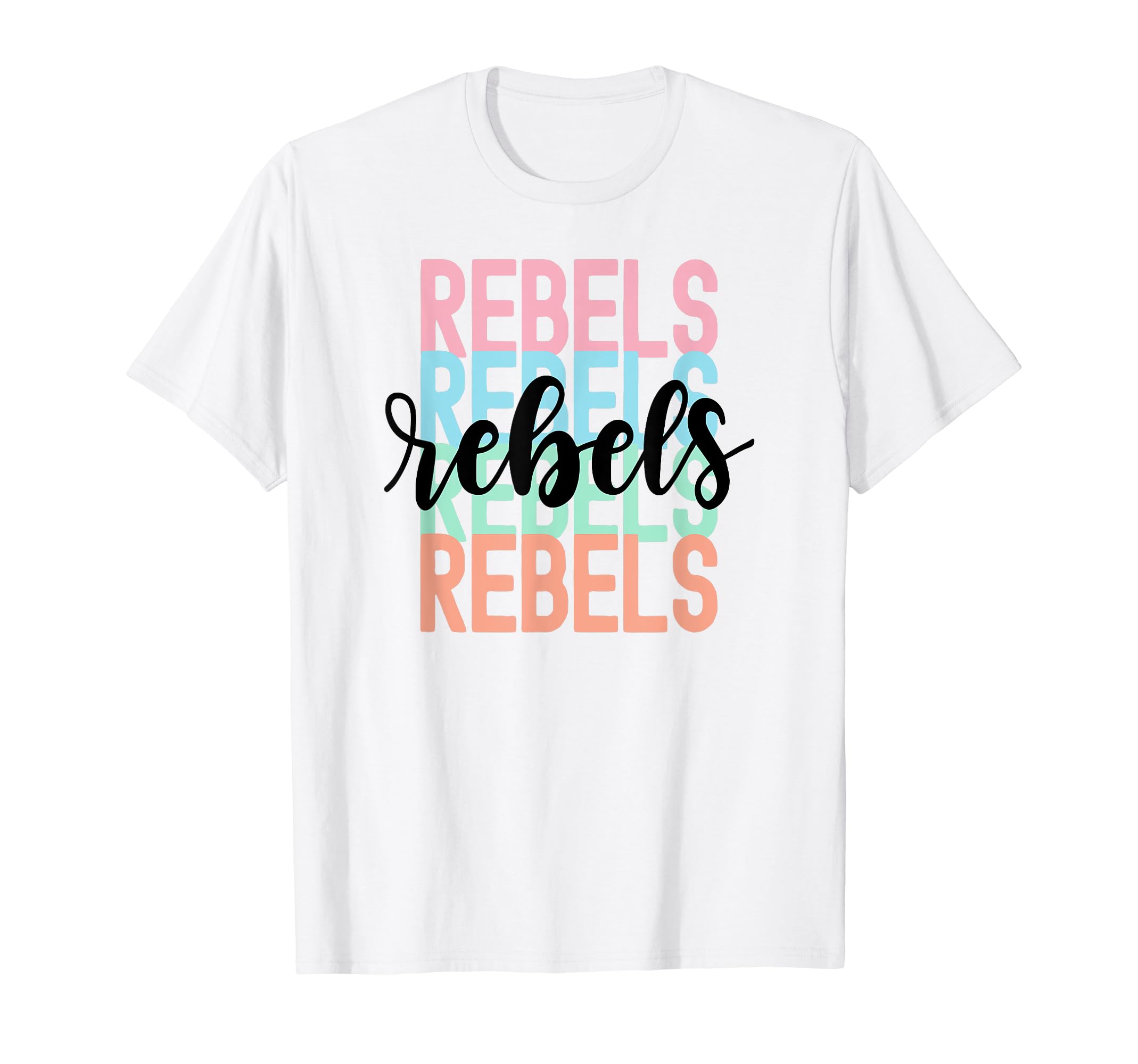 Rebels Team Mascot School Spirit T-Shirt - Minimalist Print for Adults