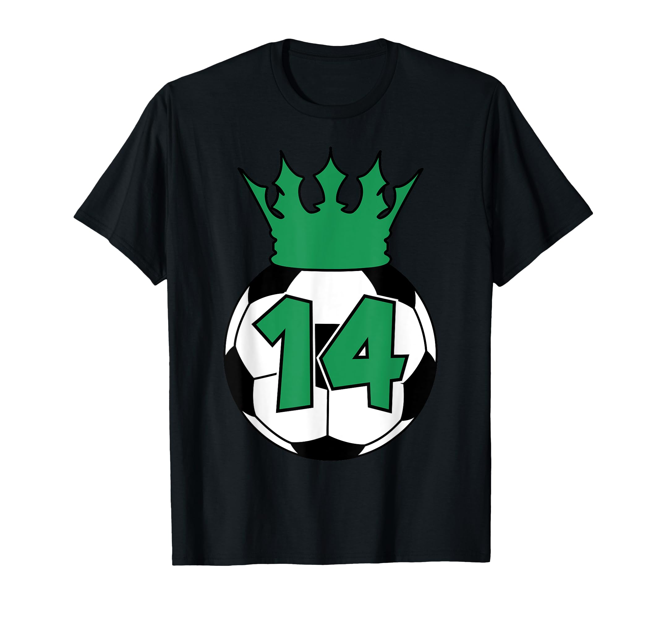 Soccer Football Green 14Th Birthday T-Shirt - Unique Graphic Men Women