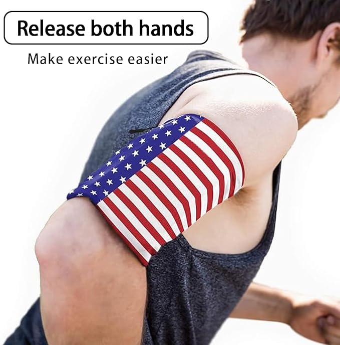 Running Phone Armband for Men Women,Universal Arm Bands for Phones Below 7.5 Inches,Waterproof Cell Phone Armband for Hiking,Running,Cycling,Climbing(Star Stripes XL)