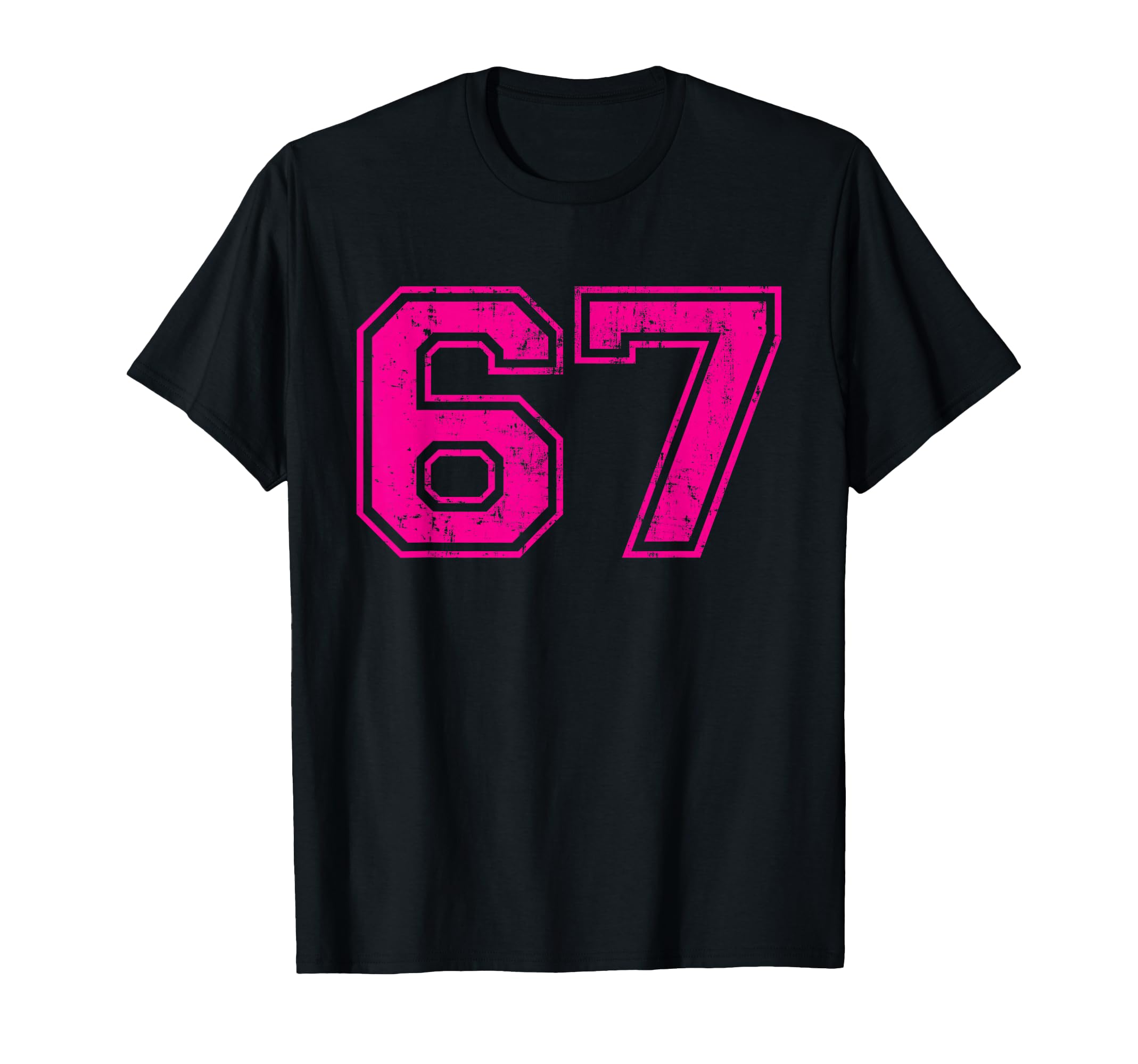 Number 67 Varsity Distressed Sport T-Shirt - Streetwear Style Men Women